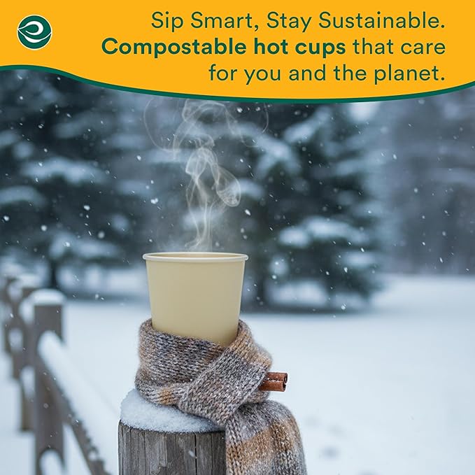 ECO SOUL 50 Pack 12 oz Disposable Coffee Cups Eco-Friendly, Biodegradable, Compostable, Leak-free & Sturdy To Go Hot Drink Travel Bagasse Cup for Tea, Chocolate, Party, Picnic & Cafe, Office & Home