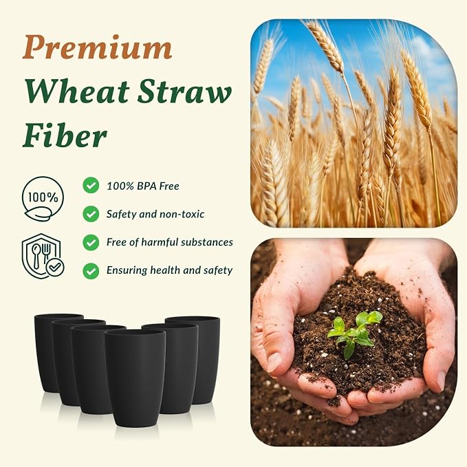 Homienly Kitchen Cups 20oz Wheat Straw Cups-6 pcs Lightweight cups Unbreakable - Image 4