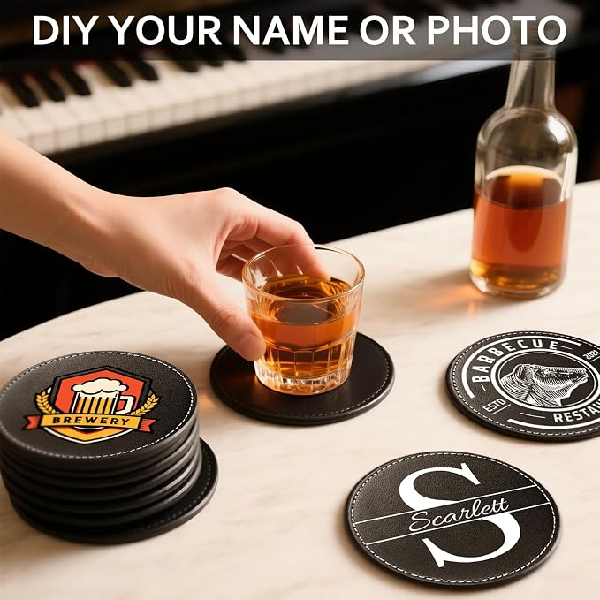 Custom Personalized Leather Coasters - Image 3