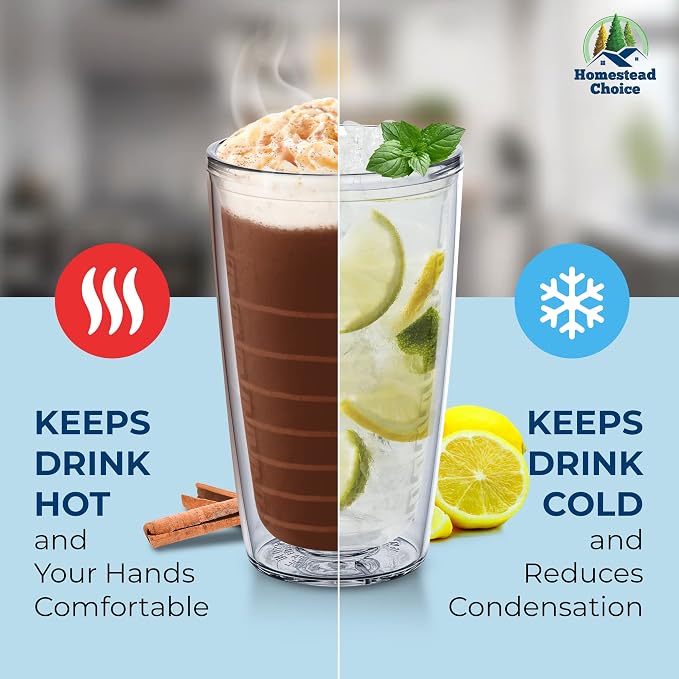 Homestead Choice 16oz Insulated Tumblers Plastic Keeps Drinks Cold & Hot - Image 5