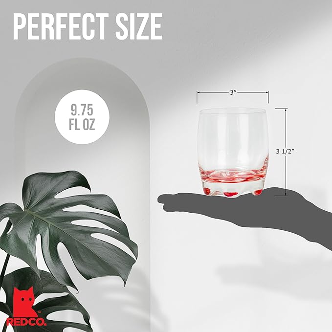 Red Co. Vibrant Splash Water/Beverage Glasses, 9.75 Ounce (6)