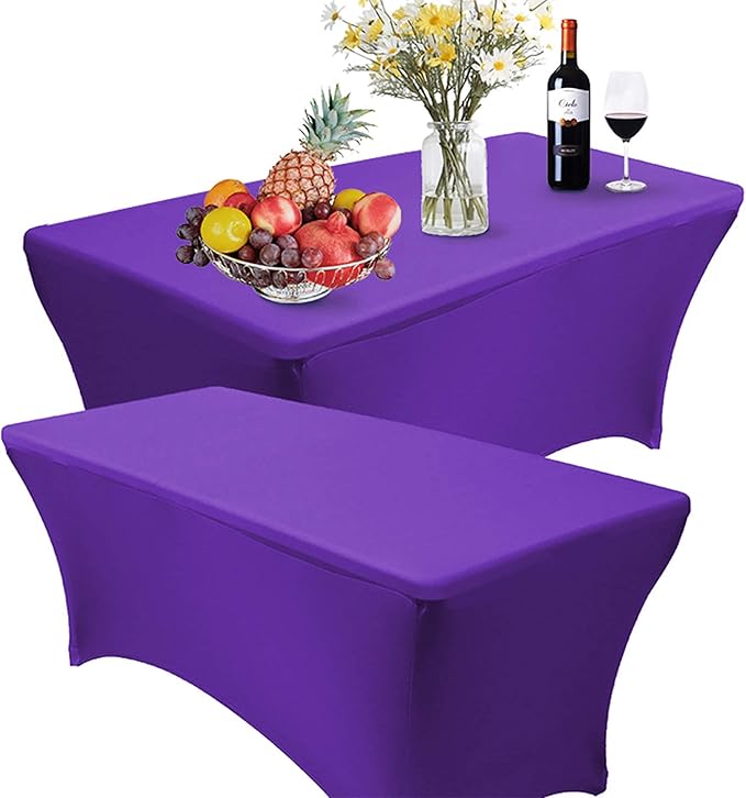 RELIANCER 2 Pack Stretch Spandex Table Covers for Rectangular Tables,4FT Elastic Fitted Tablecloth,Universal Rectangular Table Cloth Protector for Outdoor Party,Wedding,Bar,Birthday,Banquet,Events