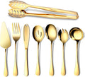 Gold Serving Utensils, OGORI 8-Piece Polished Stainless Steel Flatware by OGORI