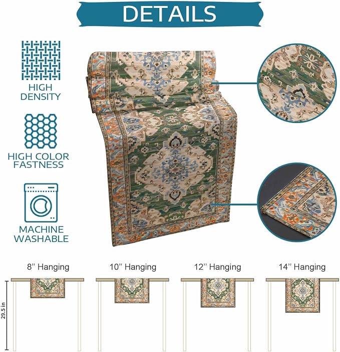 Boho Table Runners 108 Inches Long, Vintage Western Kitchen Dining Tables - Image 8
