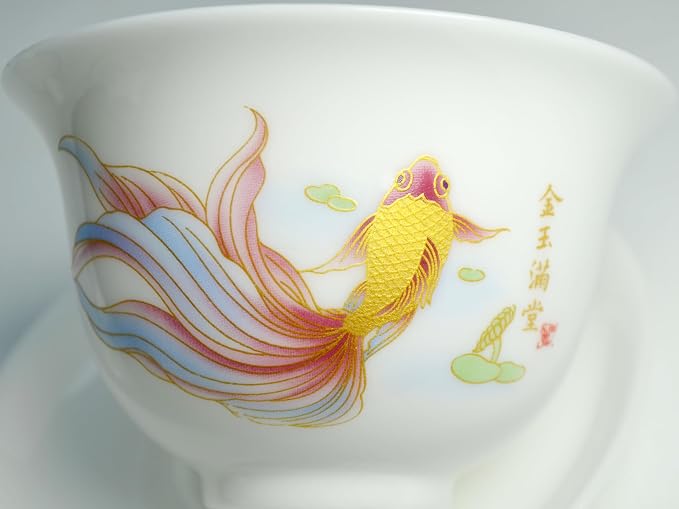 Liang baobao Ice Jade White Porcelain Gaiwan, 5oz Teacup Suet-fat Jade - Image 5