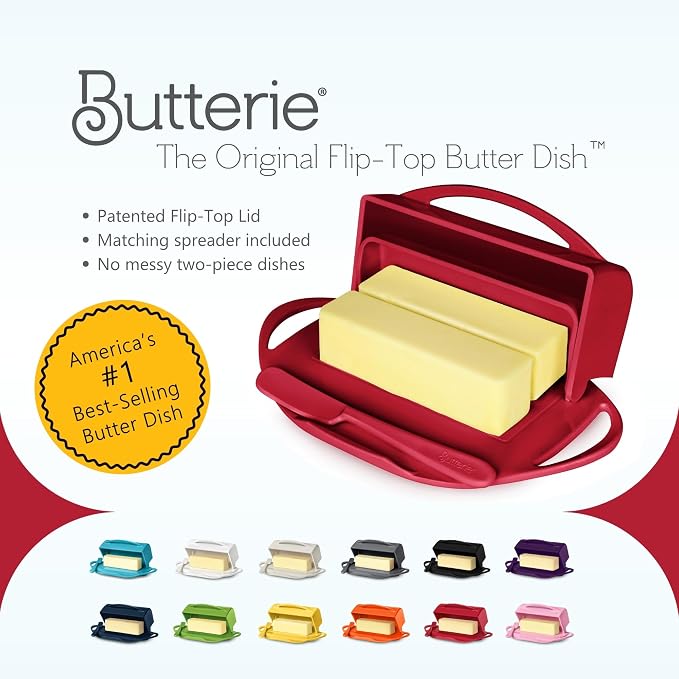 Flip Top Butter Dish with Attached Lid & Matching Knife, 2 Pack - Image 8