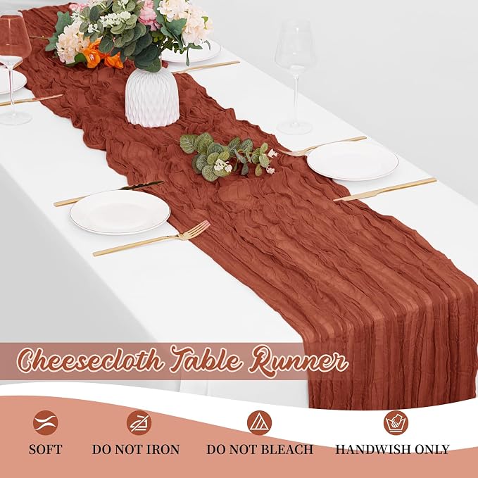 16 Pack Terracotta Cheesecloth Table Runners 20x120 Inch Gauze Table Runner - Image 6