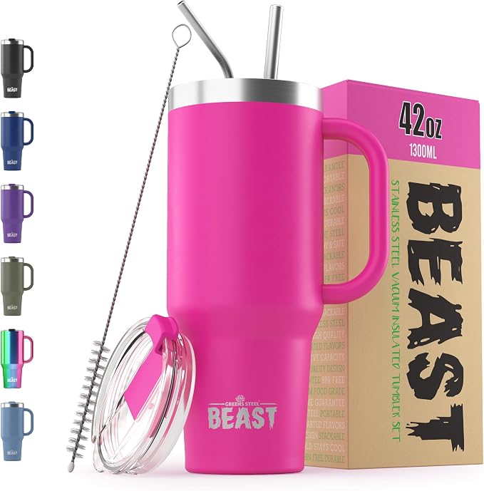 Beast 42 oz Tumbler with Handle Stainless Steel Vacuum Insulated Coffee Ice Cup by GreensSteel