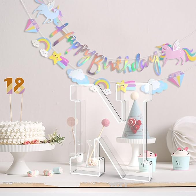 11" Acrylic Letter Charcuterie Tray, Charcuterie Letters Fillable Box for Food, Reusable Serving Cake Candy Dish Display Tray for Birthday Anniversary Party Decoration (Letter N)