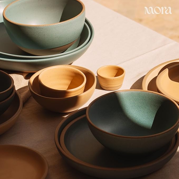 MORA Small Bowls Set of 4, 16oz Ceramic Pottery Dessert Bowls - Microwave, Oven and Dishwasher Safe - Merrigold