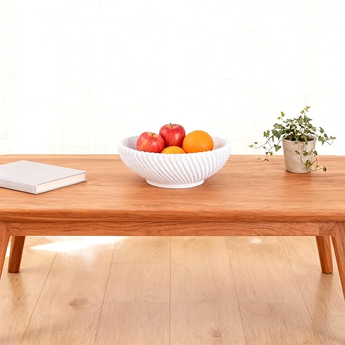 DOVDOV White Beveled Edge Decorative Bowl Large Modern Fruit Bowl Home Decor Bowl for Kitchen Countertops, Coffee Tables, or Entryway Tables Minimalist Key Holder and Centerpiece Fruit Bowl
