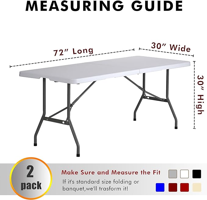 Nasitos 2 Pack Aqua 6ft Table Cloth Fitted-Open Back Folding Table Cover Washable Fabric and Wrinkle Resistant Table Cloth for Trade Show, Book Fair, Career Fair, Convention, Events