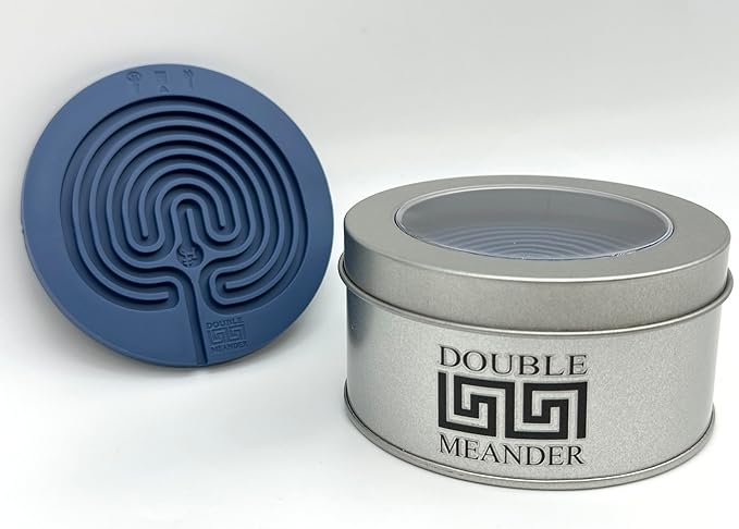 Classic Labyrinth Blue Silicone Coasters - Set of 8 Non-Slip, Heat-Resistant Drink Coasters for Coffee, Tea, and Glasses - Durable, Easy to Clean, Decorative Tabletop Protection