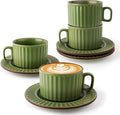 DOWAN Cappuccino Cup Set of 4, 8 OZ Ceramic Coffee Cups by DOWAN