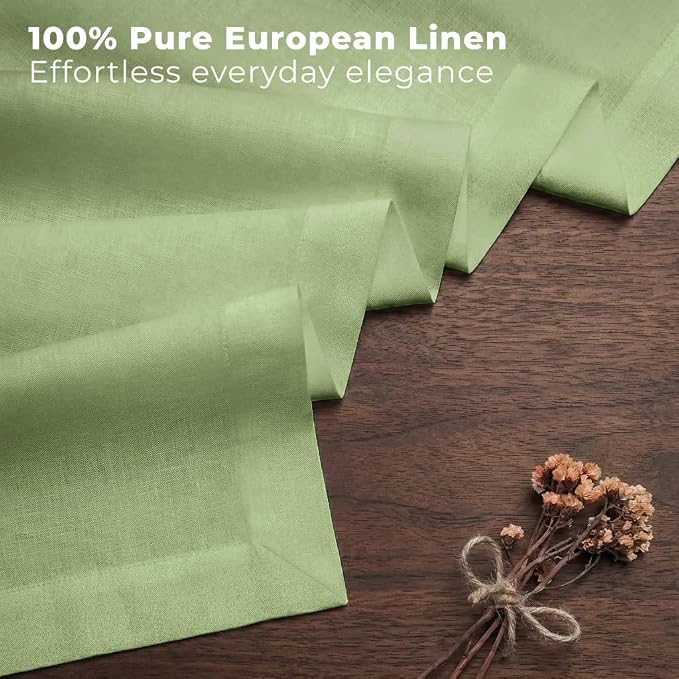 Classic Linen™ by D'Moksha Sage Green Table Runner 36 Inches, 100% Pure Linen - Image 3