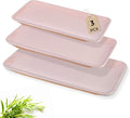 AmorArc Ceramic Serving Platter,Rectangular 16"/14.3"/12.6" inch Serving Dishes for Party Entertaining,Stoneware Serving Trays for Turkey,Salad,Microwave&Dishwasher Safe,Set of 3 -Cloud Pink