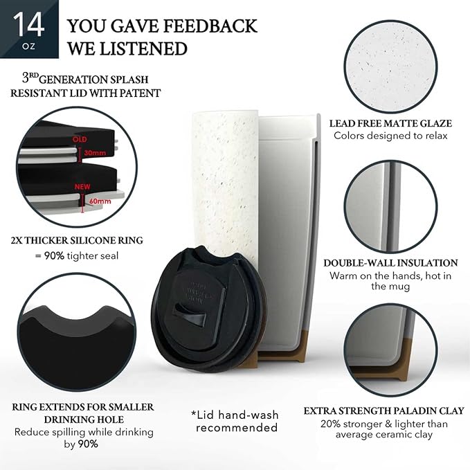 Mora Double Wall Ceramic Coffee Travel Mug - Image 4