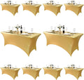 10-Pack 6ft Spandex Table Covers for Rectangle Standard Folding Tables - Wrinkle Resistant Stretch Tablecloths - Ultimate Fitted Table Protector for Parties, Banquet, Wedding