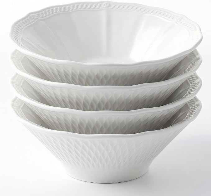 9 Inch Porcelain Pasta Bowls Set of 4, Deep Dishes by Unknown