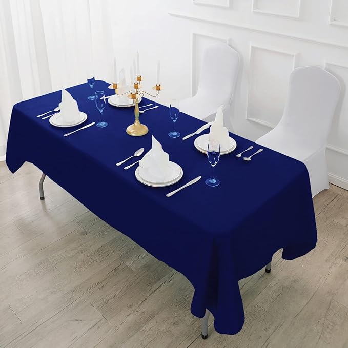 Fokitut 6 Pack Rectangle Tablecloth, 60x102 Inch, Stain Resistant and Wrinkle Polyester Table Cloth, Fabric Table Cover for Kitchen Dining, Wedding, Party, Holiday Dinner-Royal Blue