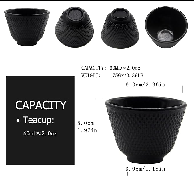 Japanese Cast Iron Tea Cups, Small and Heavy Teacups - Image 4
