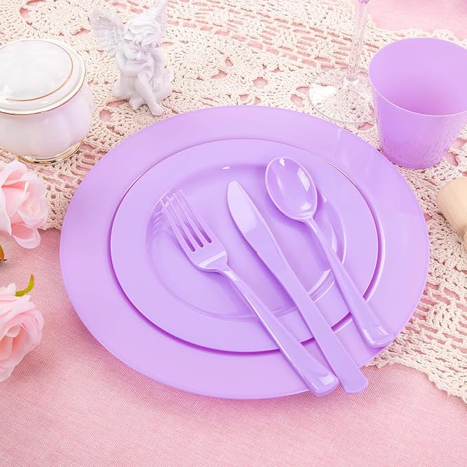 KIRE 150 PCS Purple Plastic Plates - Image 11