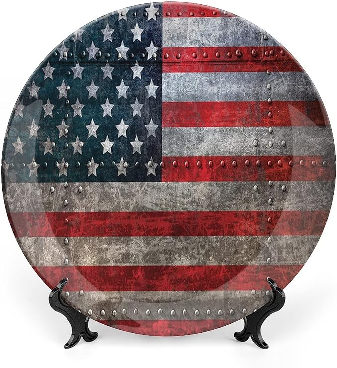 Decorative Plates, American Flag Print Ornament, US Flag Plate, 6 Inch, Kitchen Wall Decor, Multicolor