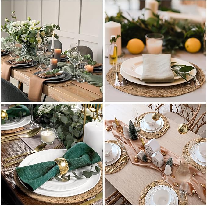 BAVIFY 13.8" Round Woven Placemats Set of 10, Table Mats - Image 2