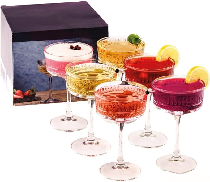 Vintage Coupe Glasses Set of 4, Wine Glasses, Long Stem Glassware by the+mask+el+turko