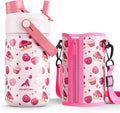 12 oz Insulated Water Bottle for Kids: 2-in-1 Straw Spout Lid, Spill-proof by POWCAN