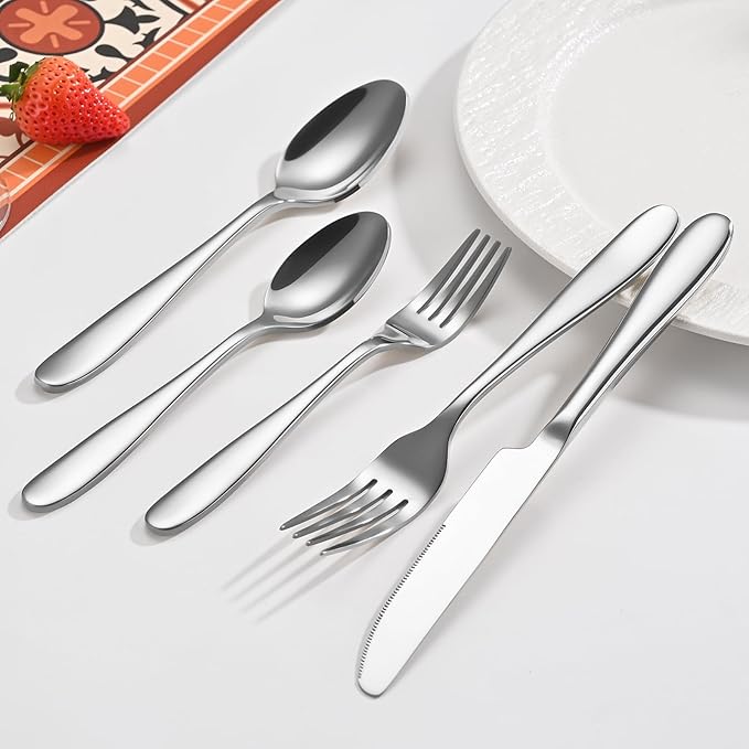 40-Piece Silverware Set, Flatware Set for 8, Food-Grade Stainless Steel Tableware Cutlery Set, Mirror Finished Utensil Sets for Home Restaurant, Forks Spoons and Knives Set, Dishwasher Safe