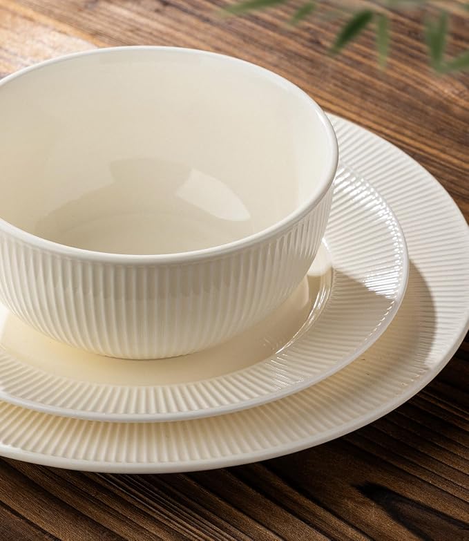 Ceramic Dinnerware Set for 6, 18-Piece Plates and Bowls Set | Lightweight - Image 6