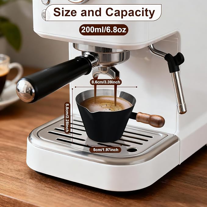 Amrules Espresso Cup, 6.8 oz/200 ml Stainless Steel Coffee Shot Measuring Cup - Image 2