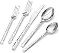 20 Piece Hammered Silverware Set, 18/10 Stainless Steel Flatware Set by KINGSTONE