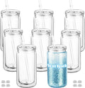 ZONEGRACE 8 Pack 16oz Snow Globe Tumblers by ZONEGRACE