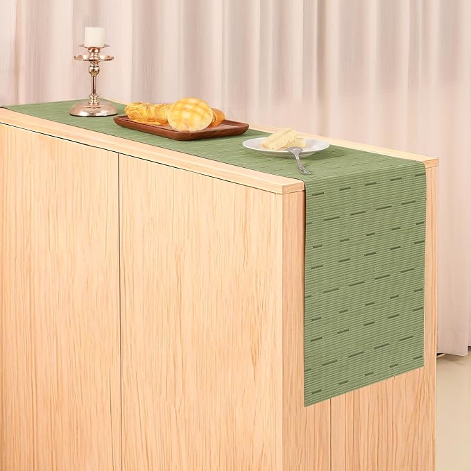 Table Runner 72 Inches Long, Vinyl Woven Heatproof Table Runners | Washable - Image 6