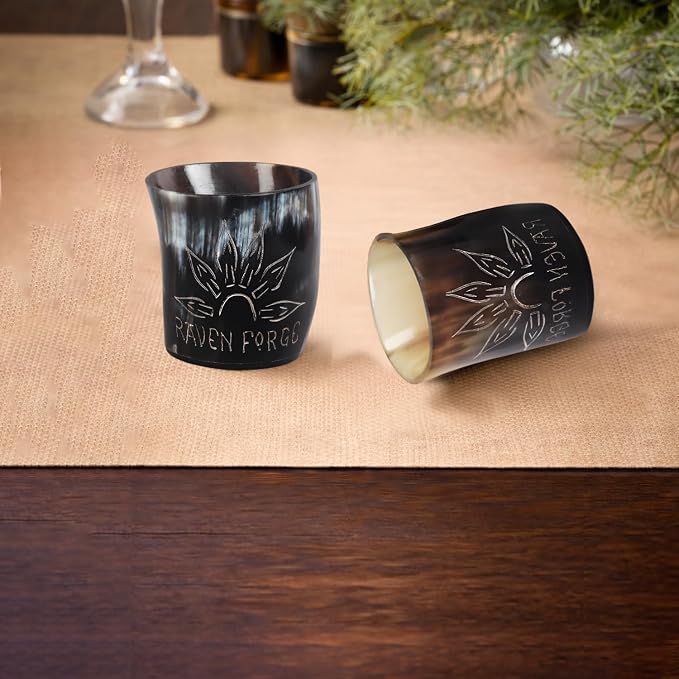 Handicrafts Home Viking Horn Shot Glasses Set of 4, Handmade Natural Ox Horn - Image 8