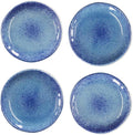 roro 5 Inch Ceramic Handmade Canape Plates, Glossy Coral Blue, Set of 4