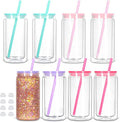 8 Pack Plastic Snow Globe Tumbler, 16 Oz Double Wall Plastic Can by Tswofia