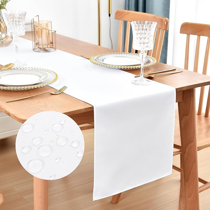 Faux Linen Table Runner Water Resistant 13 x 48 in, Coffee Table Runner by Nacuci