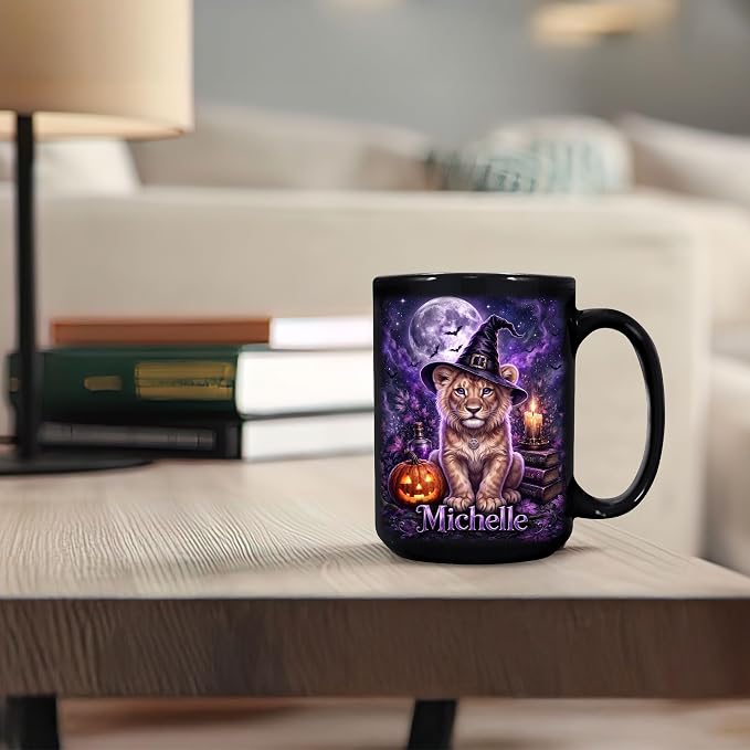 Hyturtle Personalized Halloween Lion Mug, Custom Name Gift - Image 6