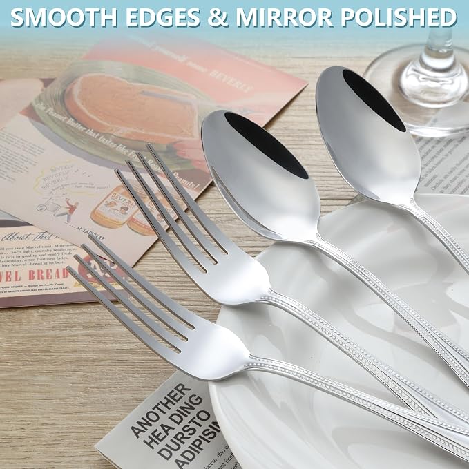 24 PCS Spoons and Forks Set, Food Grade Stainless Steel - Image 3