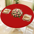 Round Spandex Tablecloth, Elastic Fitted Waterproof Tablecloths for 18"-24" Tables, Stretch Washable Picnic Table Cover for Camping, Dining, Indoor and Outdoor, Red