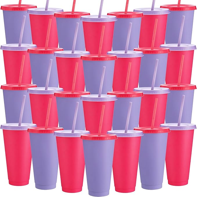Honeydak 30 Pack Tumbler with Straw and Lid Bulk Cups by Honeydak