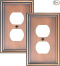 2-Pack Single Duplex Outlet Cover Plate, Decorative Antique Copper Switch Plates and Outlet Covers, Metal Wall Plates for Electrical Outlets, 1 Gang Receptacle Cover, Corrosion Resistant