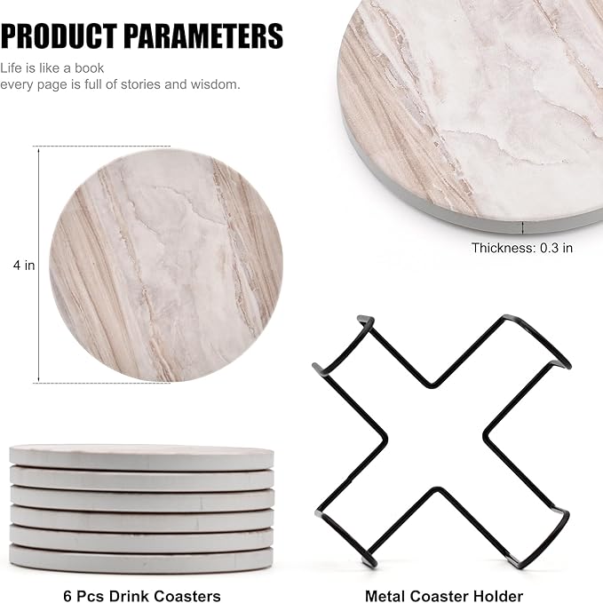 6Pcs Absorbent Coasters Set - Image 2