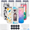8 Pack 20oz Sublimation Tumbler Blanks Skinny Straight in Bulk | Stainless by UIRZOTN