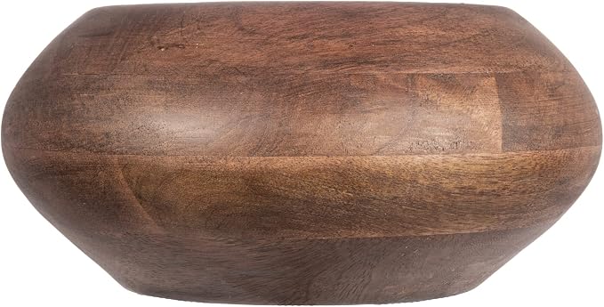 Bloomingville Modern Round Wood Bowl, Walnut Finish - Image 2