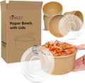 Ginkgo 30 oz Disposable Meal Prep Containers with Lids, Large Paper Bowls Bulk for Hot Soup, Food, Salad, Ice Cream, Dessert, Cereals, 60 Count
