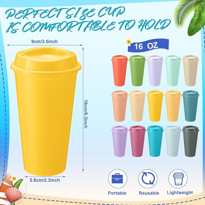 Honeydak 45 Pack 16 oz Reusable Coffee Cups - Image 4